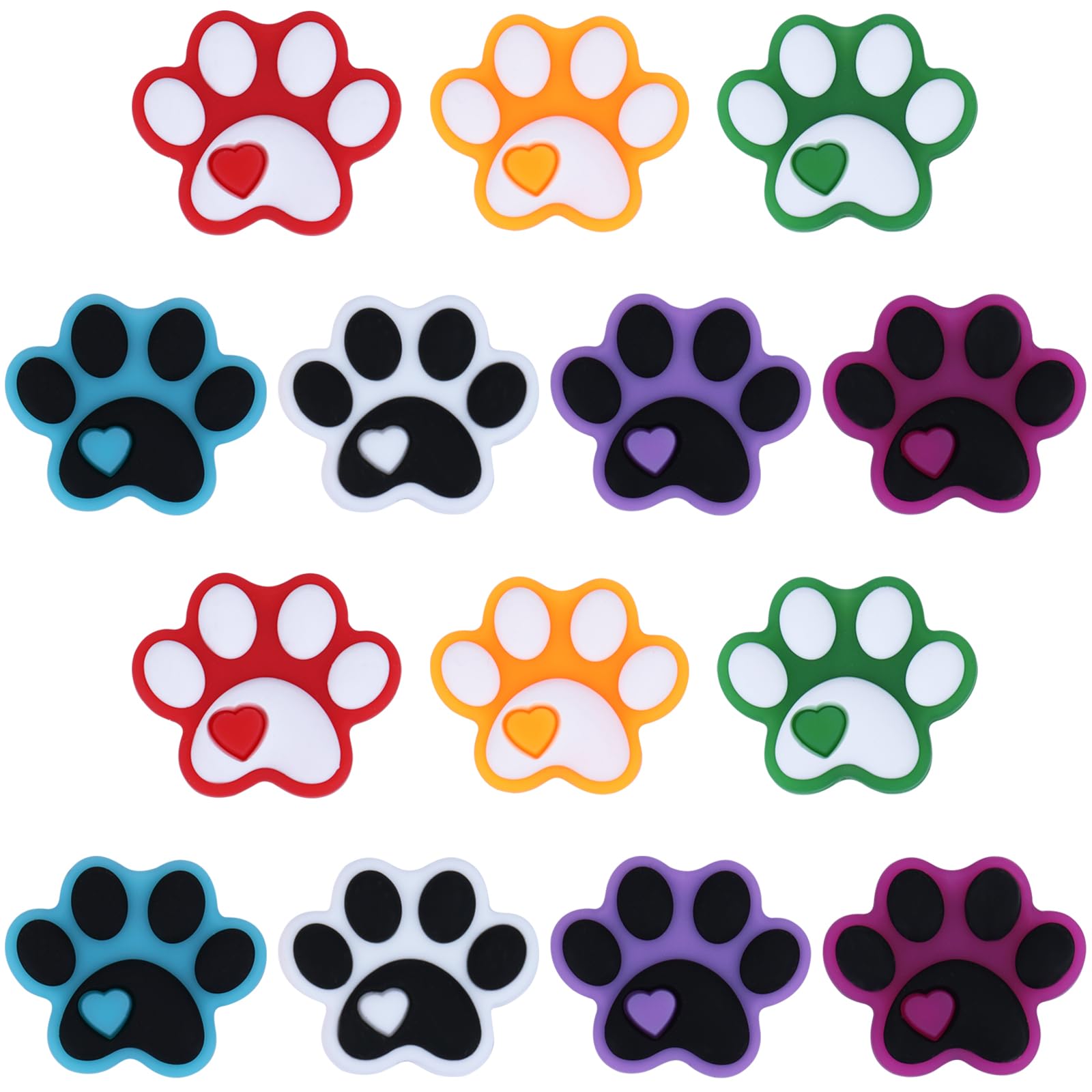 WEWAYSMILE 14pcs Silicone Round Beads Making Kit, Silicone Beads Bulk, Round Silicone Beads, for Jewelry Crafts Necklace Garland Bracelet (Dog Paws)