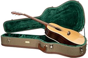 Crossrock Master Series Dreadnought Acoustic Guitar Case for Gibson J-45 / Martin D-Style | Olive Green Eco Tweed Fabric, Re-Engineered Shell, Leather Handle & Forest Green Velvet Interior(CRW720DOG)