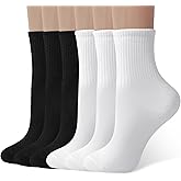 ANDERE ARTE Womens Crew Socks Casual Calf Socks Cute Soft Above Ankle Sock 6 Pairs Size 5-10