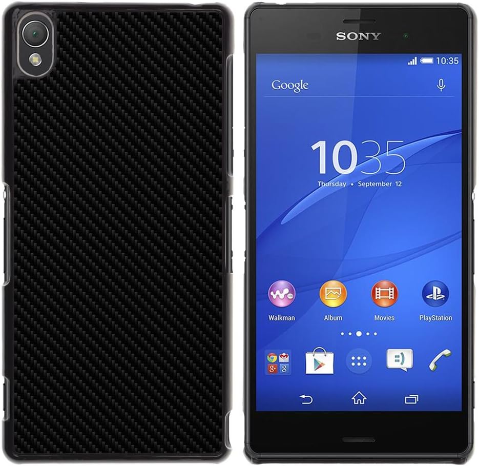 BLOKK CASE / Sony Xperia Z3 D6603 / D6633 / D6643 / D6653 / D6616 / carbon fiber pattern grey black minimalist / Slim Black Plastic Case Cover Shell Armor