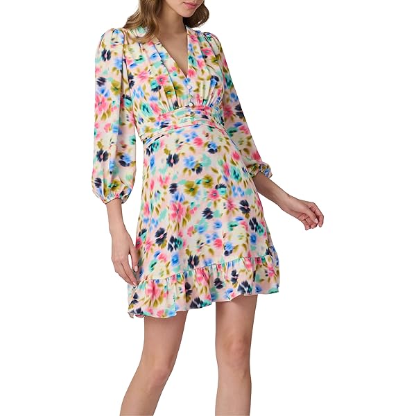 Chaps Women's Floral Fit-and-Flare Dress Dress, col Creme/Waikiki  Blue/Multi, 10 at Amazon Women's Clothing store
