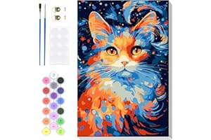 BOWETILE Easy Paint by Numbers for Adults Kids Beginners Framed, Cat Adults' Paint-by-Number Kits, Adult Paint by Number Kits on Canvas, Arts and Crafts for Kids Ages 8-12, 8x12in