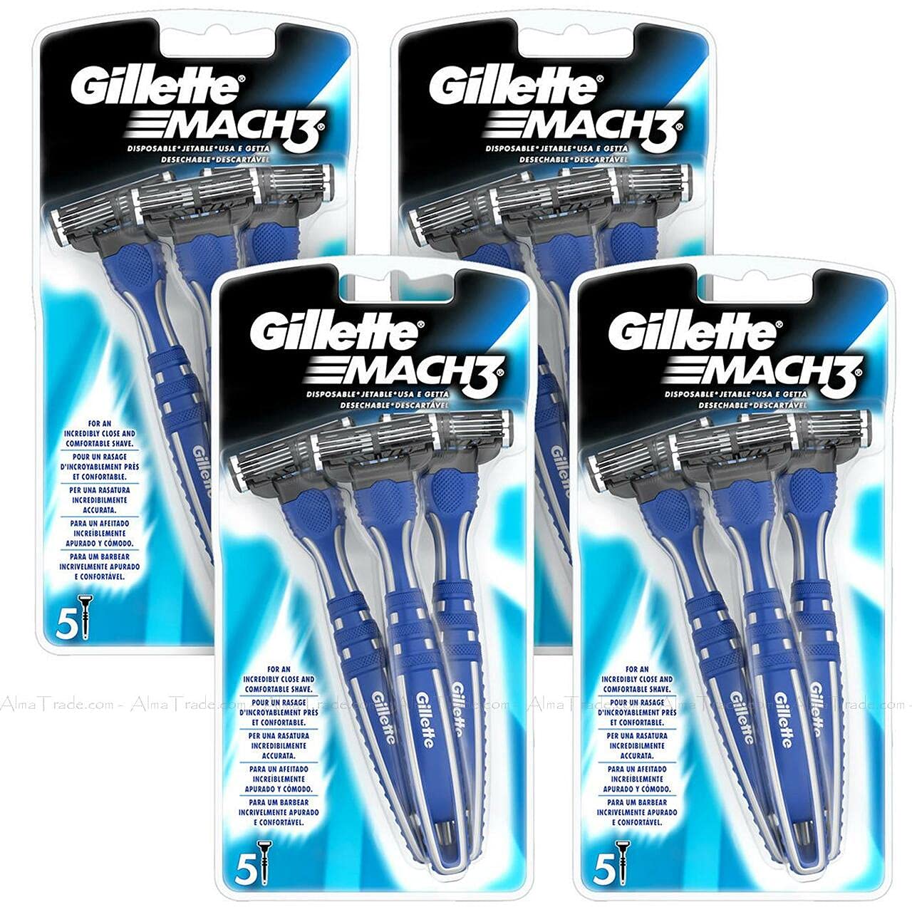 Gillette Mach3 Disposable Razors, 4 X 5 Pack
