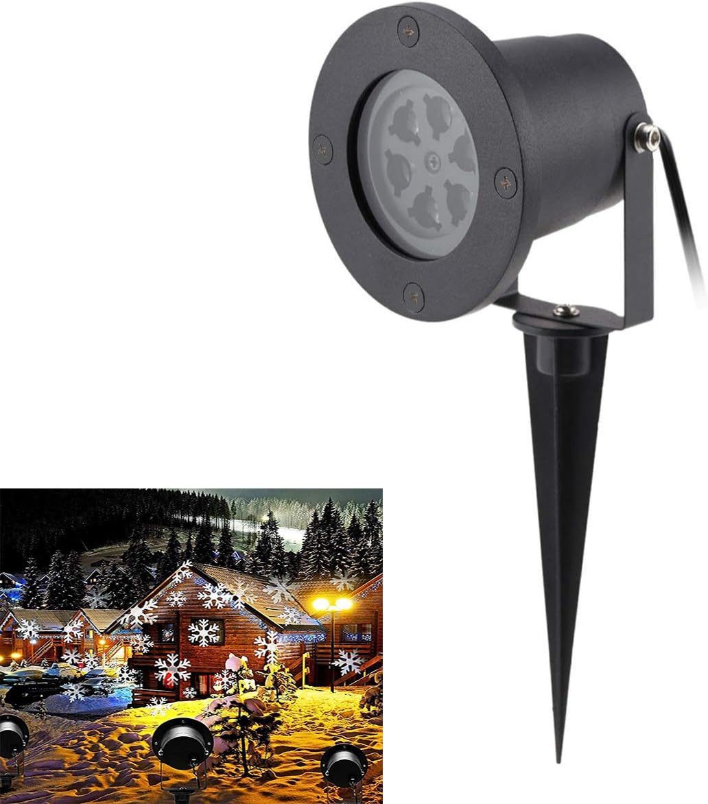 Christmas Projector Lights, YSDRoyal LED Snowflake Lamp IP68 Waterproof Xmas Spotlight White Light Moving Landscape Projector for Indoor,Outside,Garden,Party,Stage, Holiday, Home, Wall, Xmas Décor