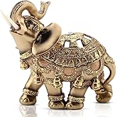 KooingTech Lucky Elephant Statue, Gold Large Elephant Statue, Wealth Lucky Feng Shui Money Elephant Lucky Figurine for Decoration, Elephant Decor Brings Good Luck (L), KooingTech0vutxqdagp-01