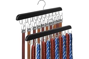 HwaGui Belt Hanger for Closet Bra Organizer, Tie Tank Top Hangers Space Saving with 20 Hooks, Belt Holder Closet Organizers a
