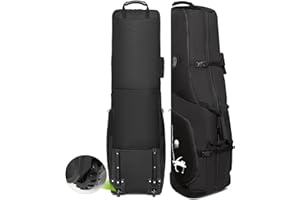 BISKLNDN Golf Travel Bag with Wheels, 1680D Heavy Duty Oxford, Soft Foldable, Golf Club Travel and Flight Bag for Airlines, Universal Size, All-Round Protection
