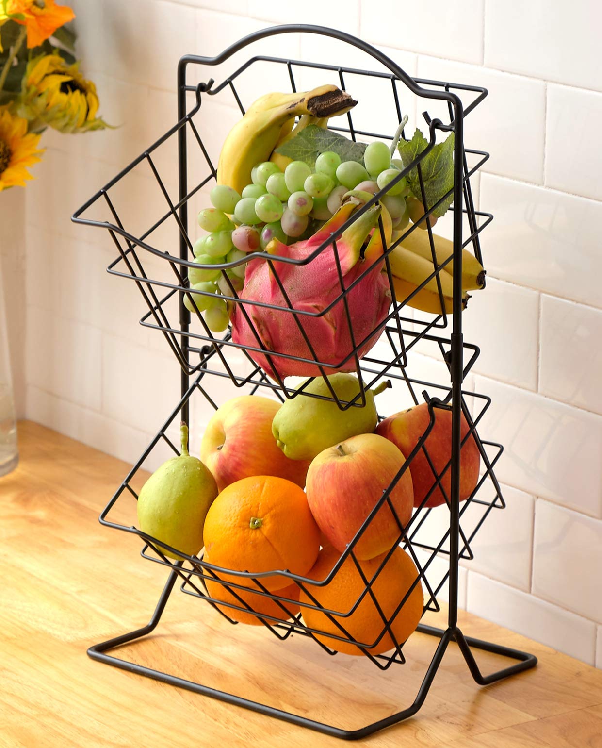 DECLUTTR Fruit Basket, 2 Tier Kitchen Counter Fruit