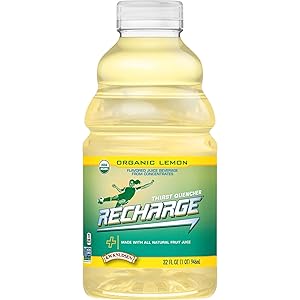 R.W. Knudsen Recharge Organic Lemon Flavored Juice Sports Beverage with Electrolytes, 32 Ounces (Pack of 6)