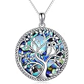 KQF Wolf/Eagle/Owl/Bunny/Panda/Moth/Eel Neckalce Sterling Silver Abalone Moonstone Pendant Animals Jewelry Gifts for Women