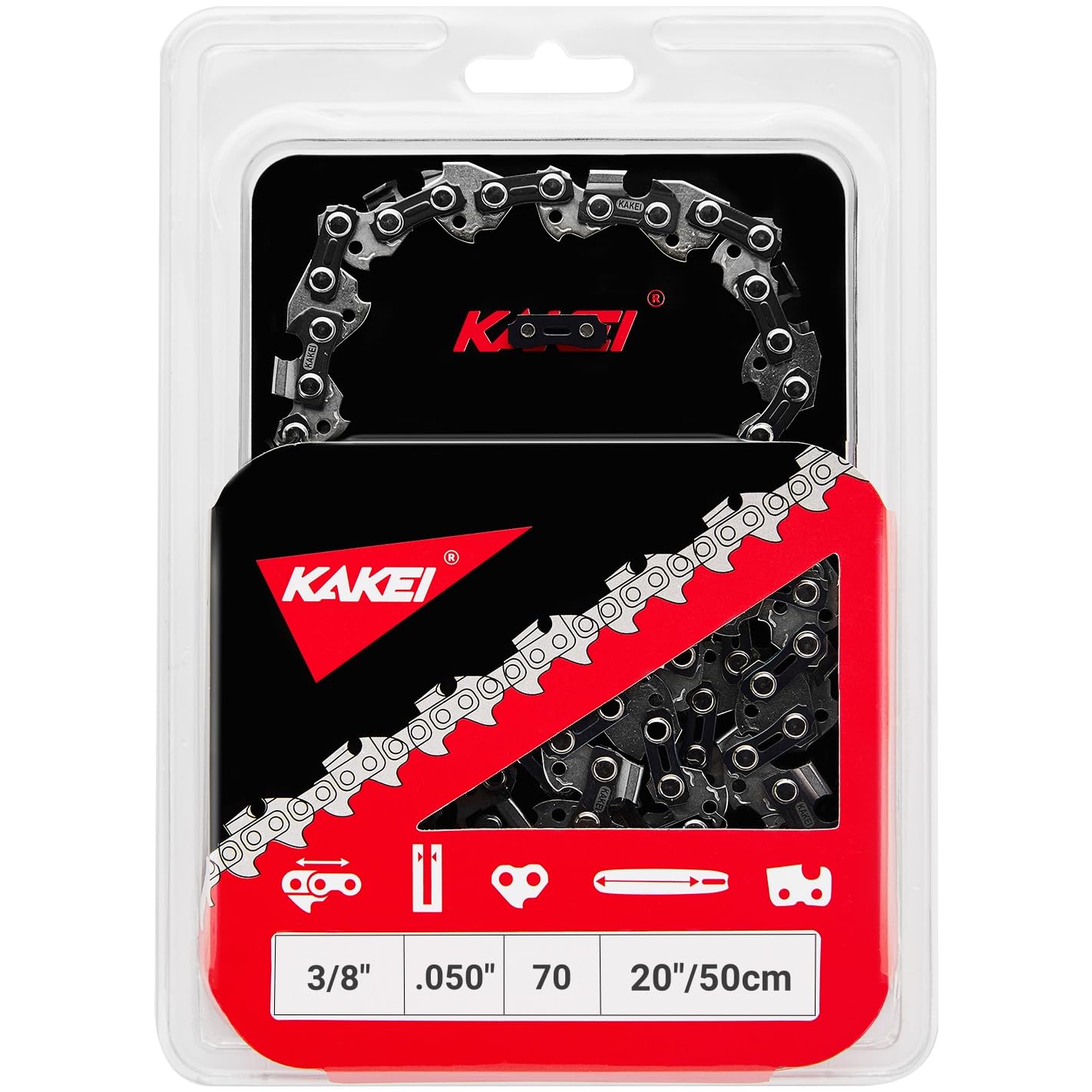 Photo 1 of KAKEI 20 Inch Chainsaw Chain 3/8" Pitch .050" Gauge 70 Drive Links- 72LPX70CQ Fits Echo CS-590 TIMBER WOLF/CS-4400, Poulan, McCulloch and More (1 Chain)