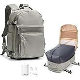 UPPACK Vacuum Backpack Travel With Pump for Women Men Personal item Travel Bag Carry on Backpack Flight Approved Work College Casual Daypack Backpacks with Vacuum Compression Gray green