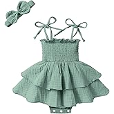 YOUNGER TREE Baby Girl Clothes Infant Summer Romper Dress Sleeveless Bodysuit Jumpsuit with Headband Toddler Outfits