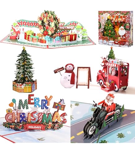 Steelhill Pop Up Christmas Cards With Envelope,Merry Christmas Gift Cards Bulk For Mom Wife Boyfriend,Funny 3D Holiday Greeting Cards For Kids School Classroom Xmas Gifts (Pinecones Card