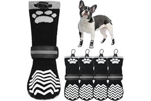 KOOLTAIL Non-Slip Dog Socks for Hot Pavement to Prevent Licking Paws,Dog Grippy Boots&Paw Protector with Reflective Straps, Non Twist Dog Shoes for Hardwood Floors for Small Medium Large Senior Dogs