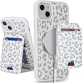 SailorTech for iPhone 13 case with Credit Card Holder mag safe,for iPhone 13 Phone Leather Case Wallet for Women Compatible mag safe Wallet Detachable 2-in-1 for Men-White Leopard