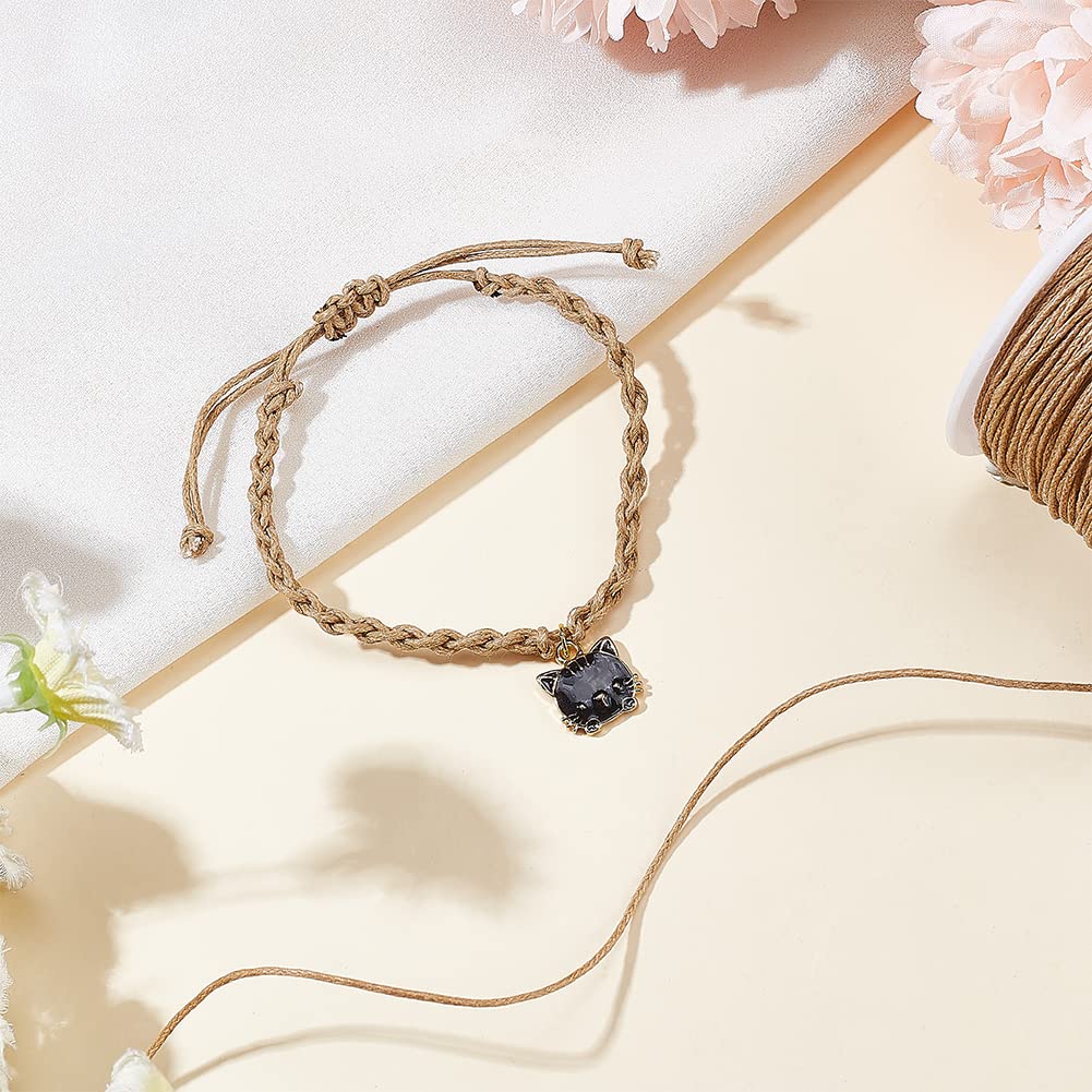 PH PandaHall 100 Yards 1mm Waxed Cotton Cord Thread Beading String Waxed Craft String for Bracelet Necklace Making Crafting Beading Macrame Vase Decor, Burlywood
