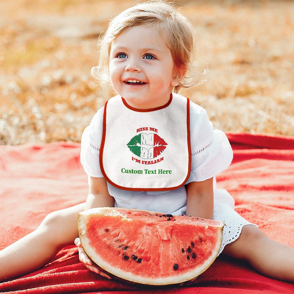 Custom Baby Bibs Burp Cloths Kiss Me Im Italian Italy Flag Cotton Baby Items For Baby Girl Boy White Green Design Only