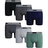 Van Heusen Mens Boxer Briefs - 6 Pack 6'' Inseam Soft Stretch Mens Underwear Boxer Briefs with Contour Pouch
