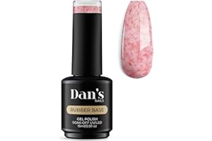 Dan's Nails 15ml Ballet Pink Gold Flakes Rubber Base Gel Coat Color | Soak off UV/LED Lamp for Professional Russian Manicure