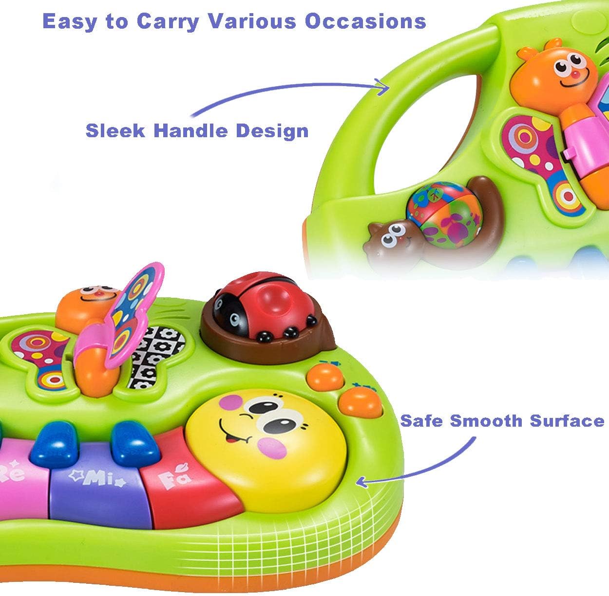 HOLA Musical Baby Toys 6 to 12 Months, Baby Piano Light Up Caterpillar Musical Toys for Toddlers 1-3, Learning Developmental Infant Baby Toys 6 9 12-18 Months, 1 Year Old Girl Toy: Toys & Games