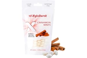 XyloBurst - Xylitol Mints | Sugar Free Breath Mint for Oral Health | Gluten Free, Vegan, Keto Friendly | Aspartame Free Mints | Cinnamon | 275 Count