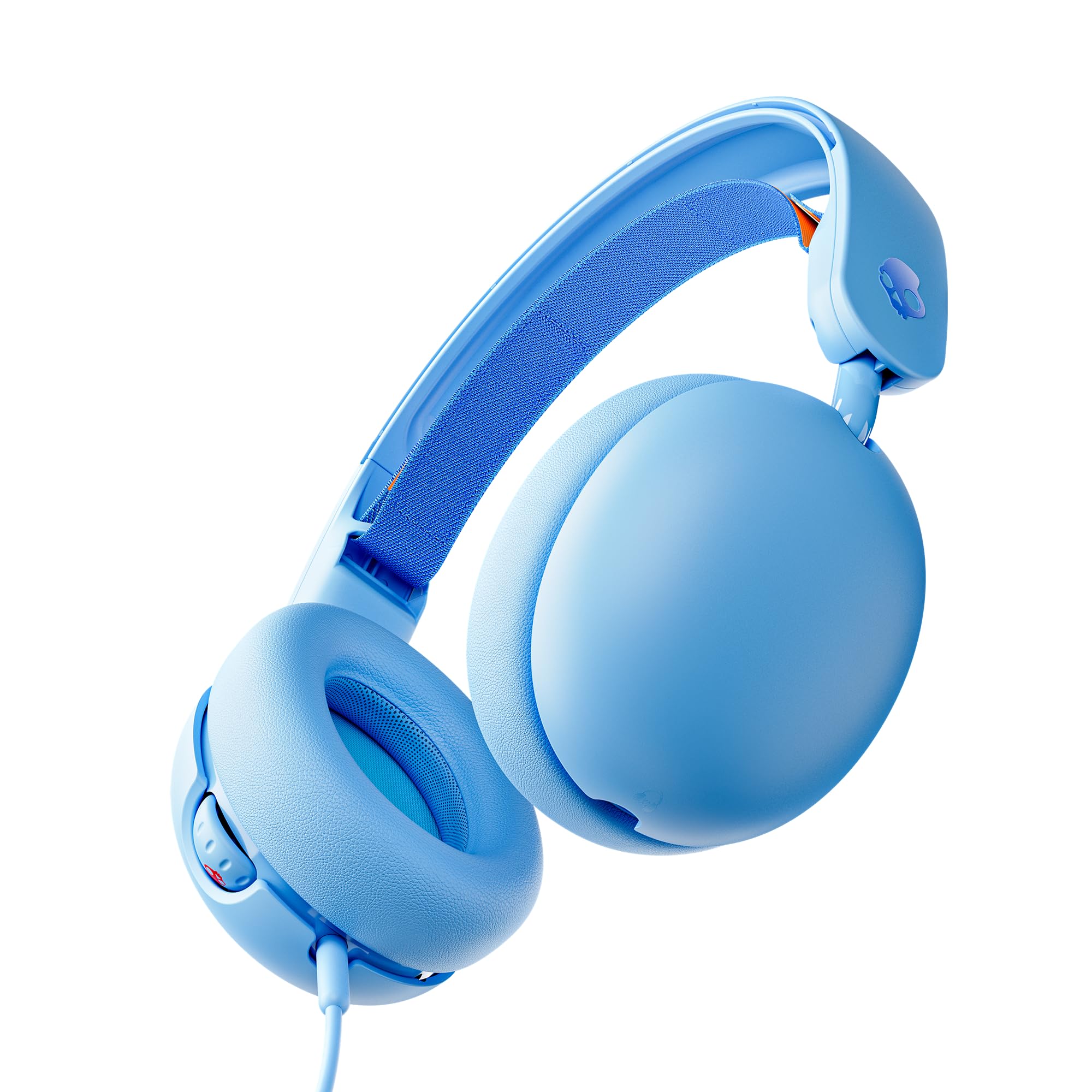 Skullcandy Grom Wired Headphones, Volume-Limiting Audio, Comfortable Over-Ear Fit, Foldable, Designed for Kids 6+, Convenient for Travel with 3.5mm AUX Plug, Built-In Microphone - Surf Blue