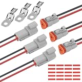 DT 3 Pin Waterproof Connector, 14 AWG Cable Automotive Electrical Connector Male Female Plug Wiring Harness for Car, Truck, Boats, LED Work Light (3 Pin)