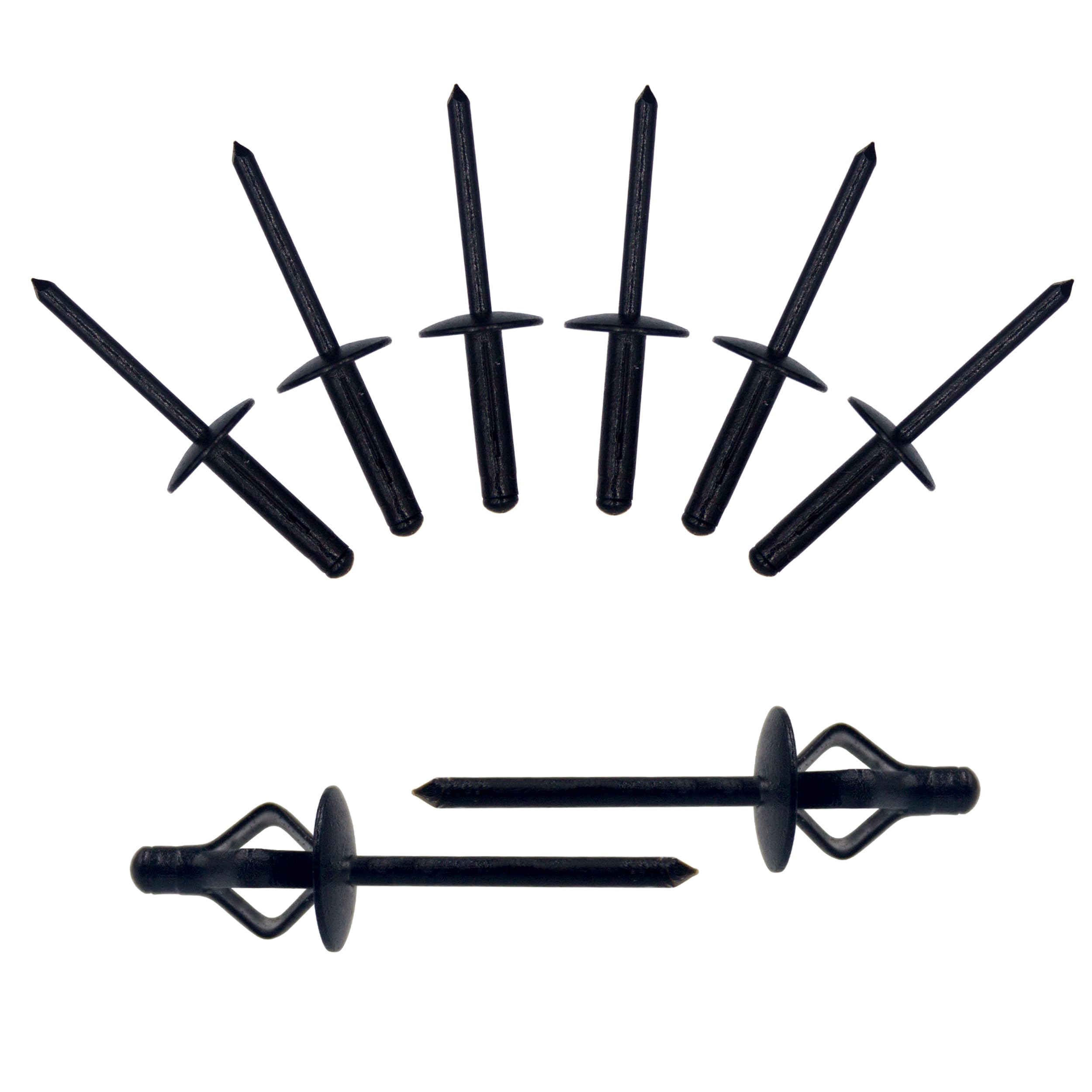 BESTYCHAO 60pcs Tri-Fold Exploding Large Head Aluminum Blind Rivet Pop Rivet Rivets - Black(4.8x21mm)