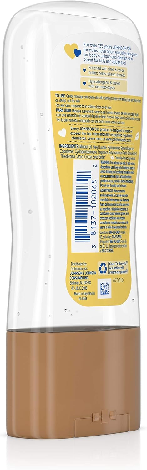 Johnson's Baby Oil Gel Enriched with Shea and Cocoa Butter, Great for Baby Massage, 6.5 fl. oz: Health & Personal Care