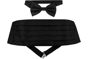 VESUVIO NAPOLI Cumberbund & BowTie Solid BLACK PAISLEY Color Men's Cummerbund Bow Tie Set