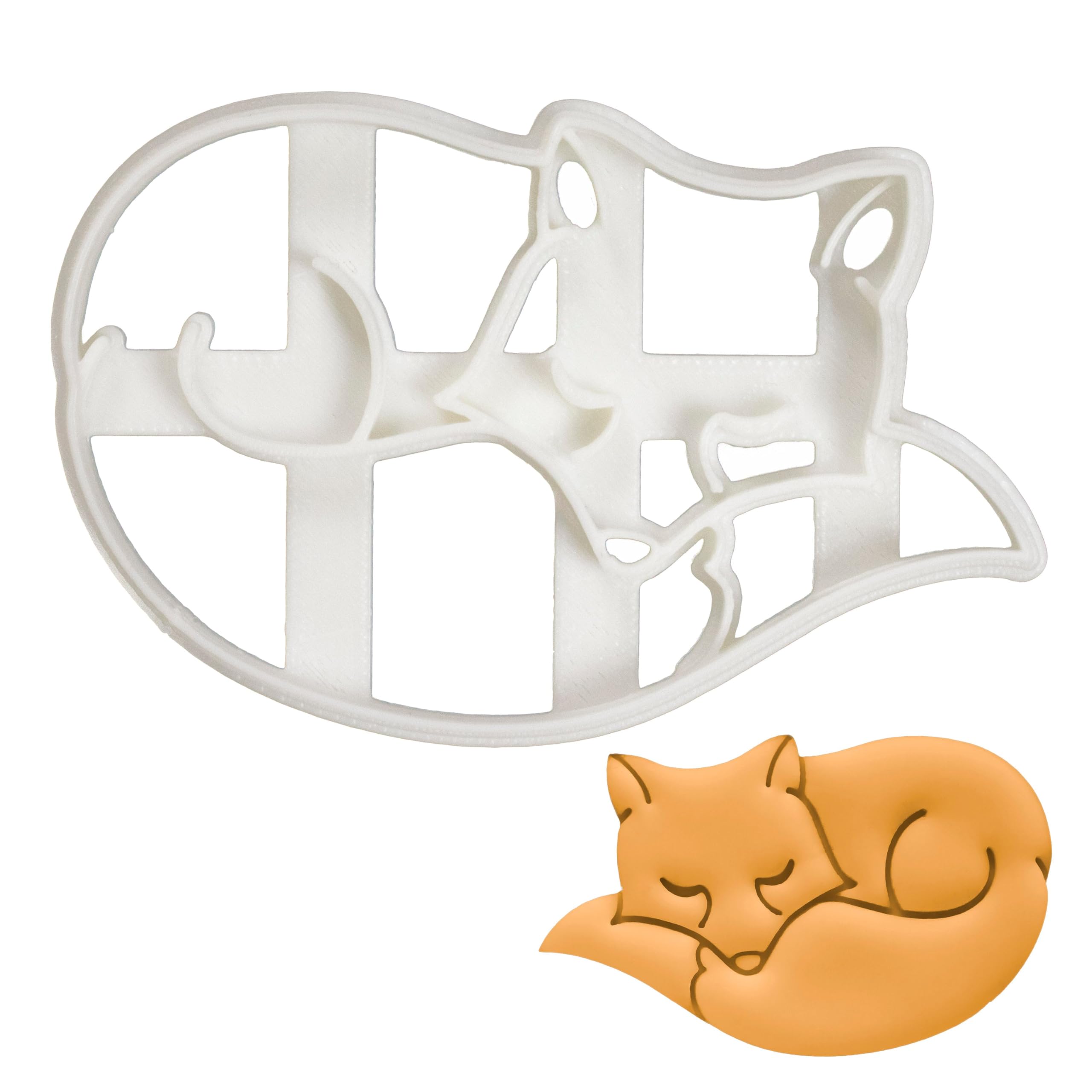 BAKERLOGY Fox Sleeping Cookie Cutter - Detailed Biscuit Cutter Design for Baking and Crafts, Ideal on Fondant, Dough, Clay