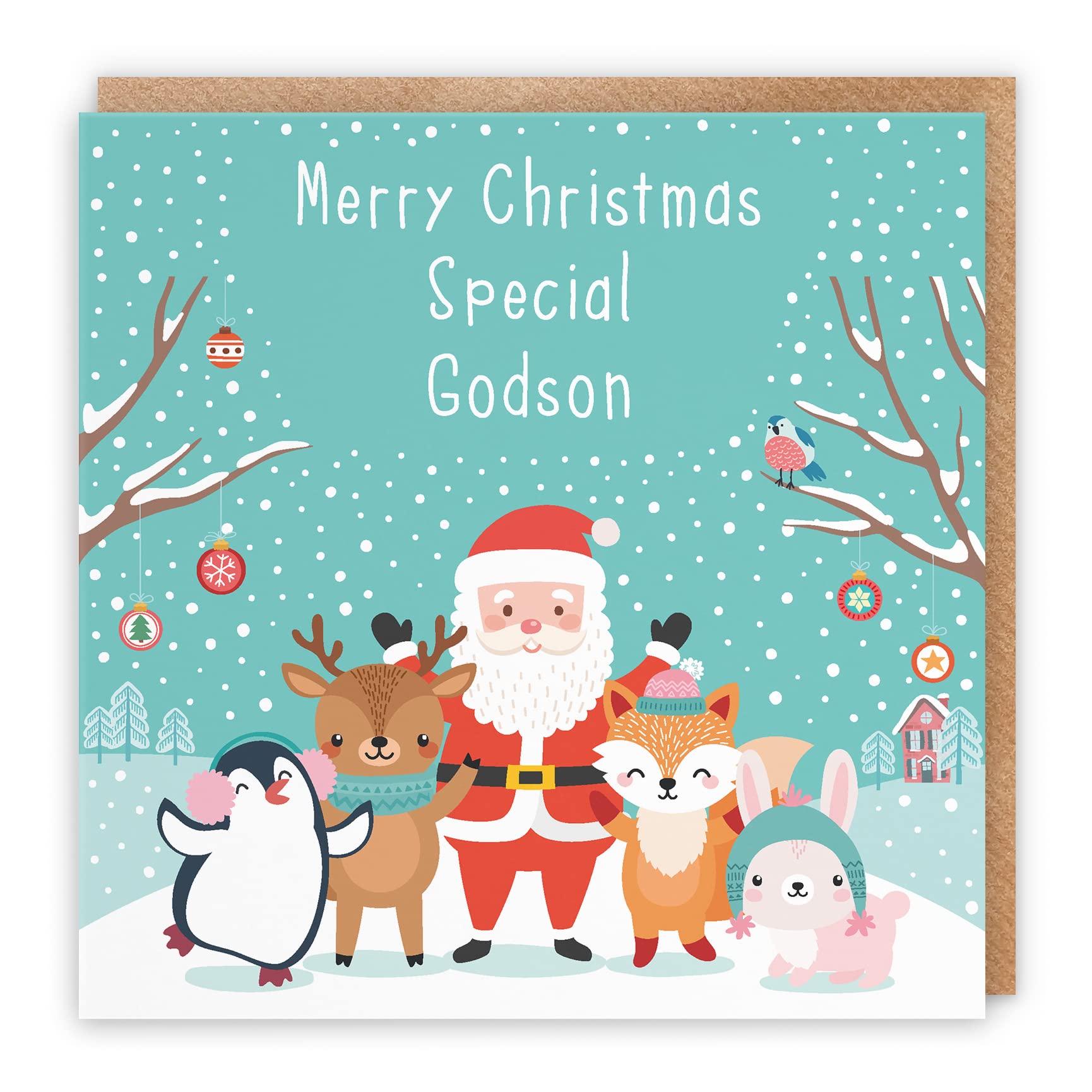 Hunts England - Godson Christmas Card - Merry Christmas Special Godson - Santa & Friends Collection - Fun Card