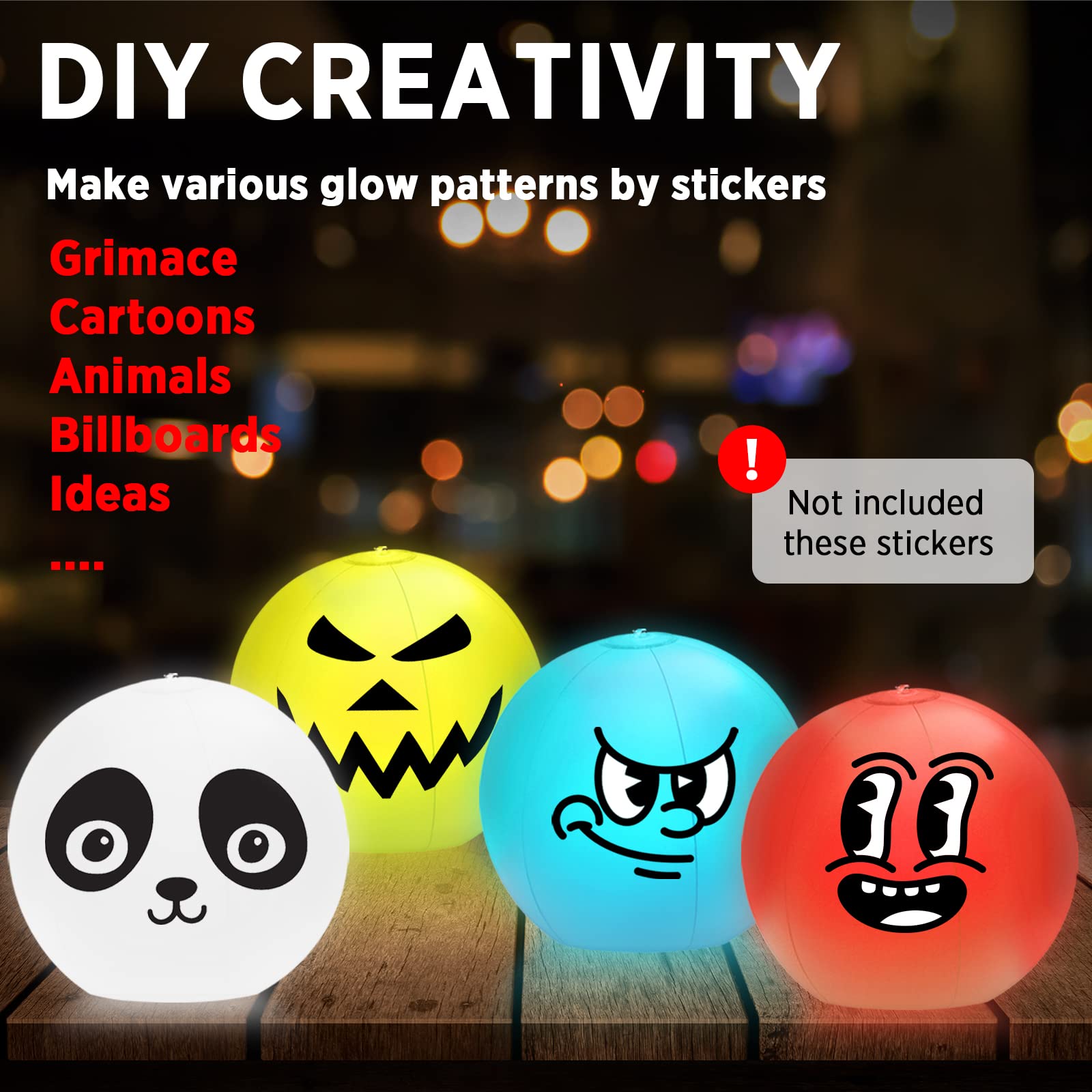 4 Pack LED Light Up Beach Ball 16