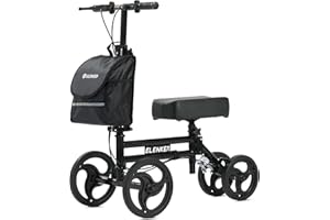 ELENKER Knee Scooter with Basket Dual Braking System for Ankle and Foot Injured Bright Black