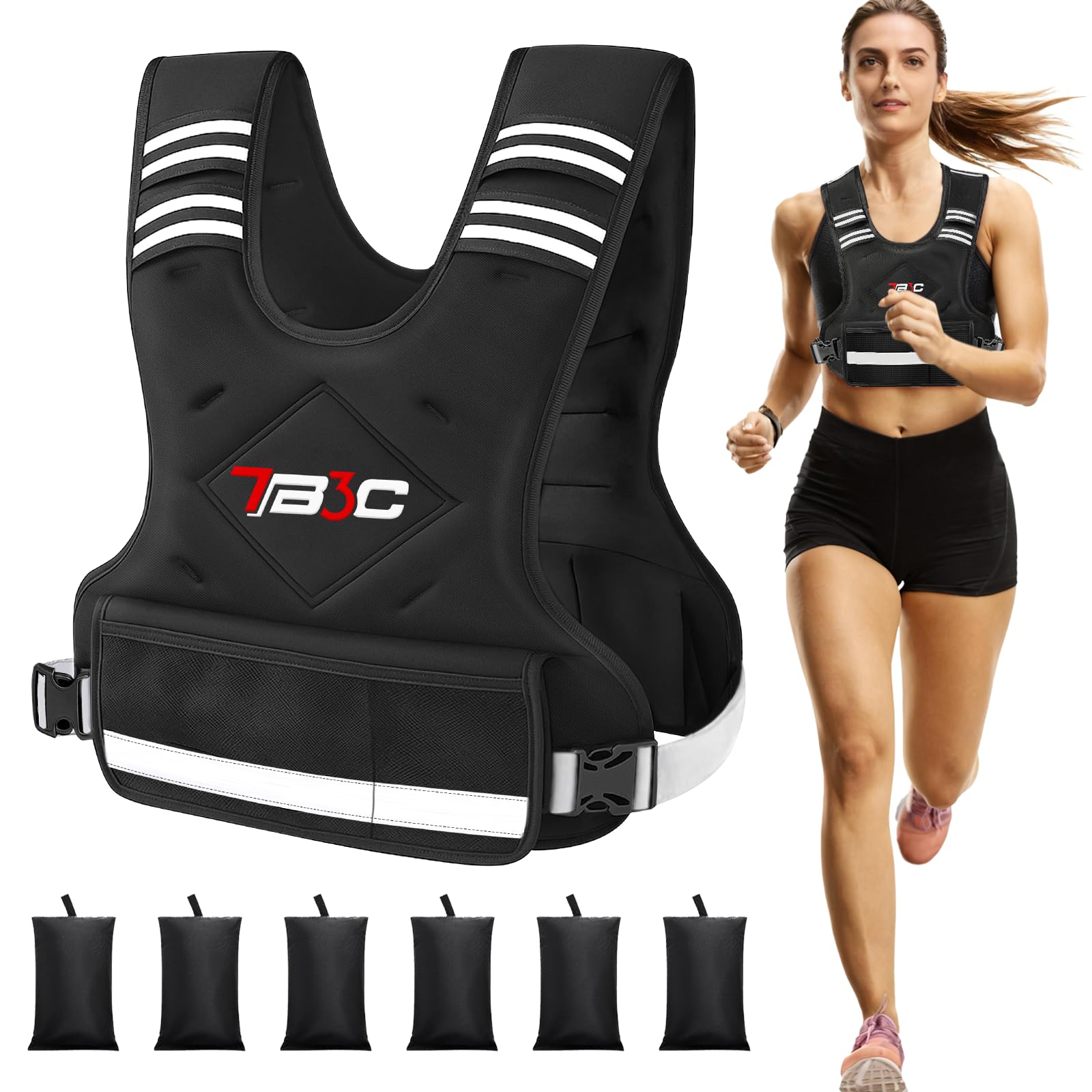 Photo 1 of TB3C Adjustable Weighted Vest for Women - 04-10lb for Strength Training Body Weight Vest for Running Walking and Home Workouts Black