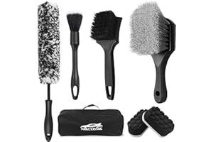 NIKCOSMK 7Pcs Car Wheel Brush kit, Tire Brush, Wheel Cleaner Brush, Soft-bristled Rim Cleaner Brush, Tire Shine Applicator Pad, Car Detailing Brushes, Wheel Brushes for Cleaning Wheels,Tires