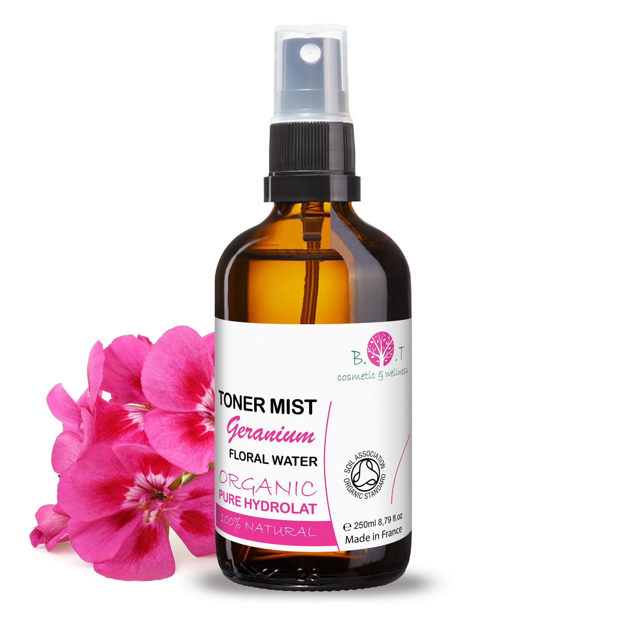 B.O.T cosmetic & wellness Deep Sleep Pillow Spray Organic Geranium Tonic Lotion. Geranium for Skin Care (Face & Body) & Hair. 100% Natural & Pure - 250 ml