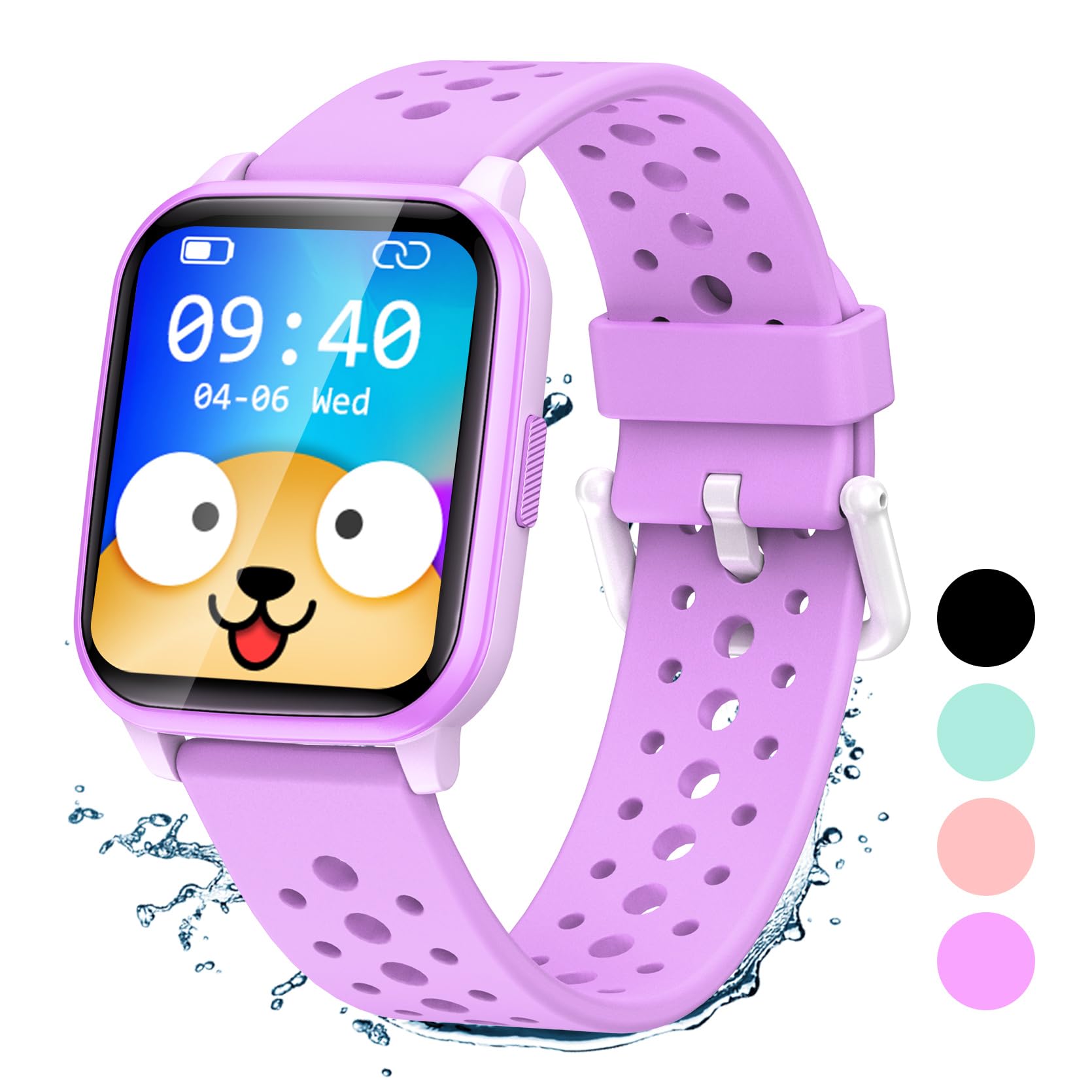 LAMA Kids Smart Watch, 1.4" Touch Screen Activity Trackers, Fitness Trackers With Heart Rate Monitor, Waterproof IP68 Tracker Watch Pedometer Stopwatch, Smart Watch for Girl Boy, Purple