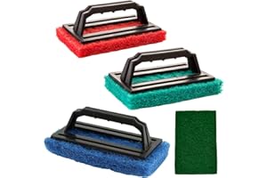 3PCS Waterline Scrubber Hot Tub Scum Line Cleaner with 1 Scouring Pad, Clean Hand-Held Pool Scrub Brush, Bathroom Scouring Pa
