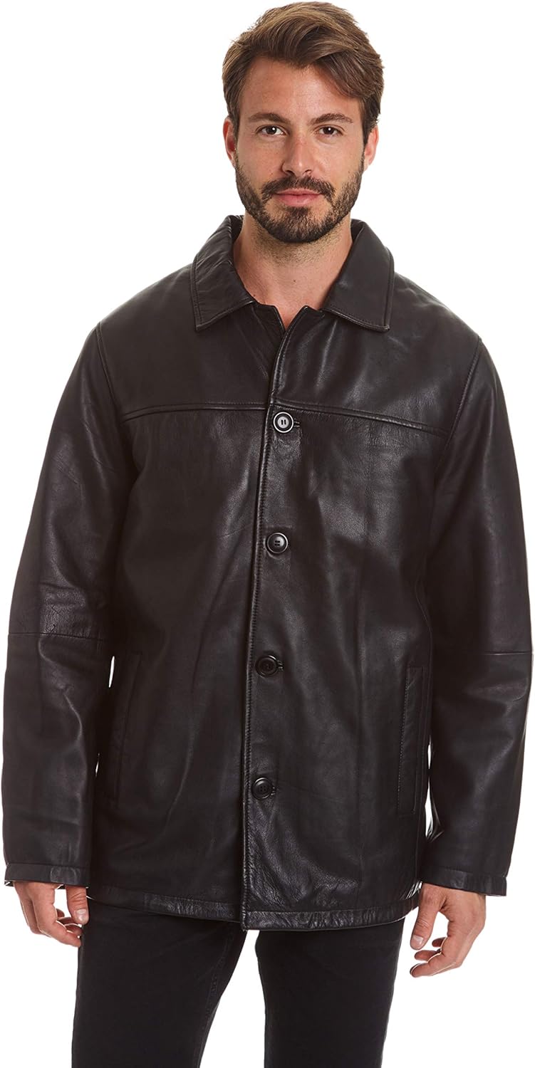 Excelled Leather Mens Big and Tall FourButton Lambskin Leather Car