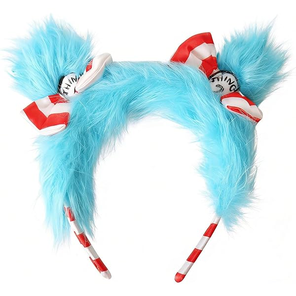 Dr. Seuss Thing 1 & Thing 2 Hair Bow Clip For Girls – Glitter Cat In The Hat 4.5"