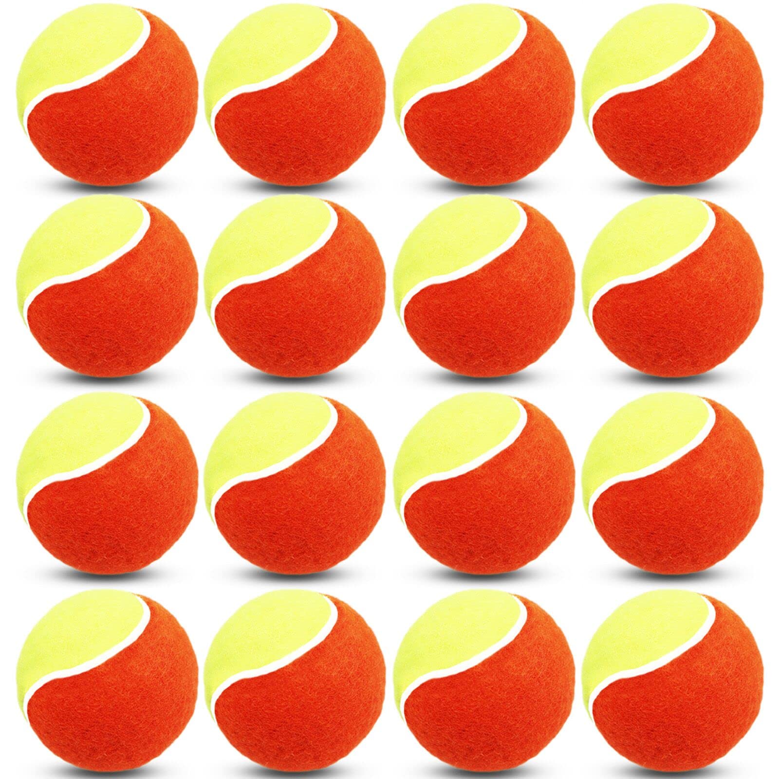 AXKAL Tennis Balls Bulk Orange for Kids Dogs Practice Low Compression Stage 9 16 Pack, Tennis Balls Non Slip Rubber Good for Beginner Training Ball Tool (16 Pack-Orange)