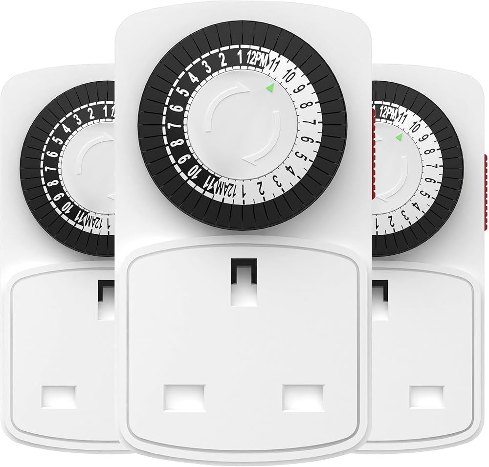 HBN 24 Hour Plug-in Compact Timer Switch 3 Pack 13A 2900W Energy Saver