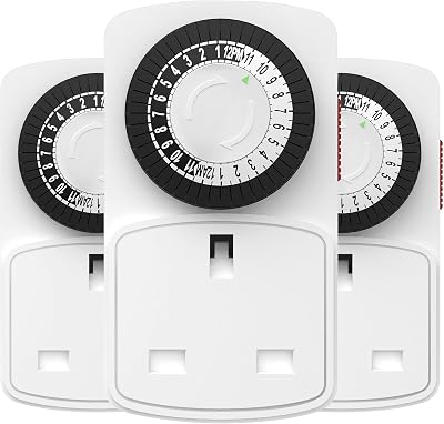 HBN 24 Hour Plug-in Compact Timer Switch 3 Pack 13A 2900W Energy Saver