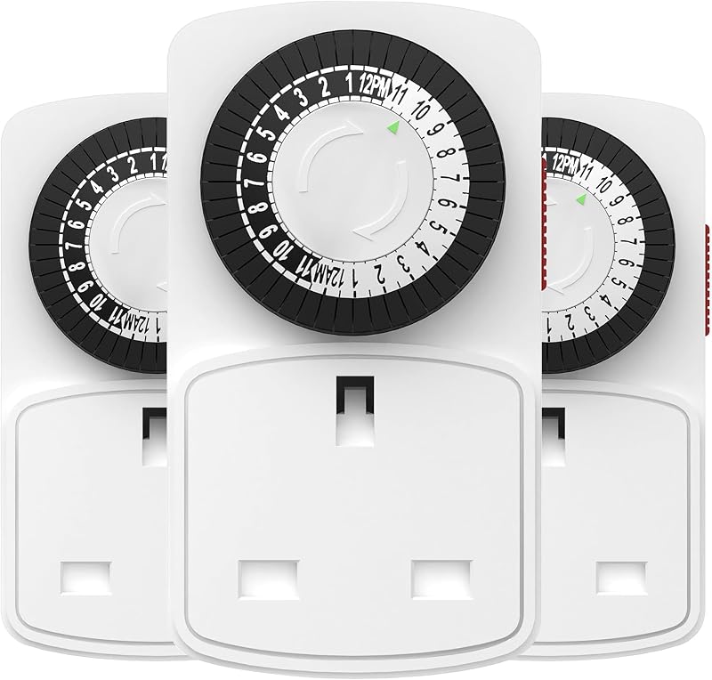 HBN 24 Hour Plug-in Compact Timer Switch 3 Pack 13A 2900W Energy Saver