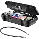 Hurinan Portable Safe Box with Code, [Waterproof Anti-Theft ]Travel Safe, Combination Security Case Lock Box with Removable Wire Rope, for Home, Cars, Office, Vacation (Black)