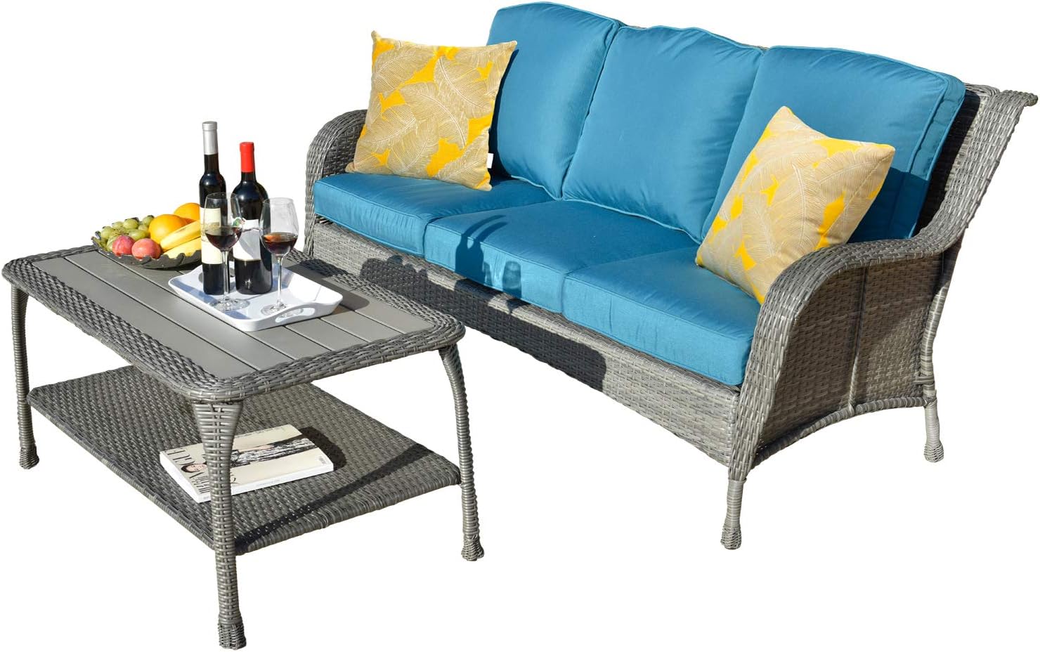 Amazon.com: XIZZI Patio Furniture 3 Seats Sofa and Table,Outdoor