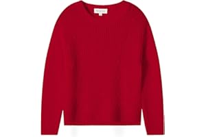 TRENDSTITCH Girls Sweaters Crewneck Long Sleeve Pullover Jumper Cotton Fall Chunky Fancy Cable Knit Sweater with Side Slit