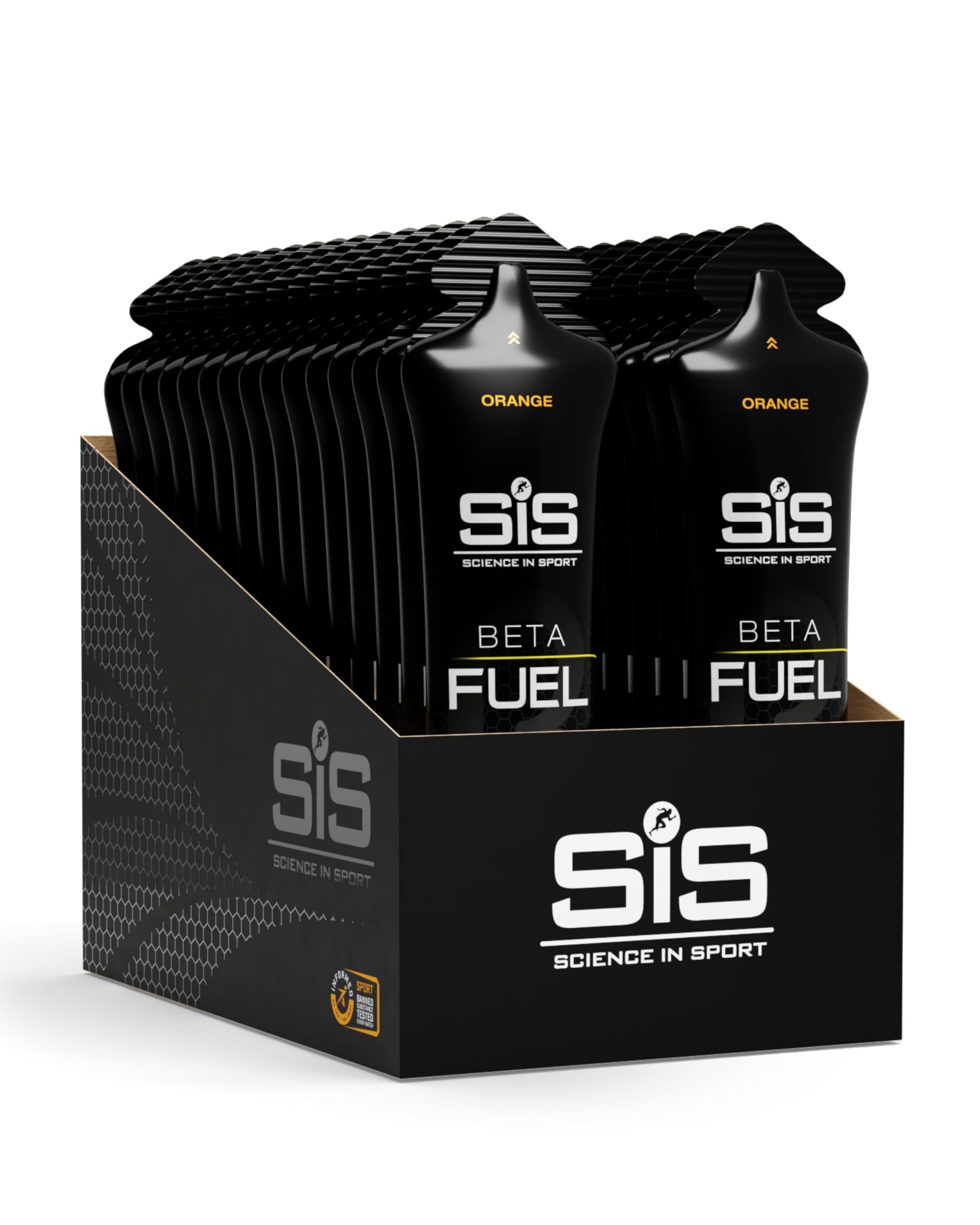 Science in Sport Beta Fuel Gels Dual Source Energy Gel, Orange Flavour, 40g of Carbs Per Pack, 60 ml Pack (30 Pack)